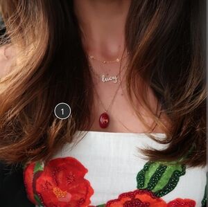 BaubleBar Gold Necklace with Deep Red Pendant NWT